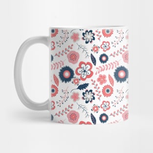 Blue Pink Pastel Color Flower Pattern Mug